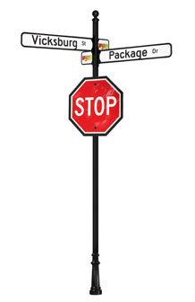 Vicksburg Post and Street Name and Stop Sign Packages O30100