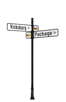 Vicksburg Post and Street Name and Logo Sign Package O30250