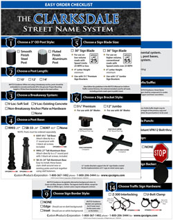 Clarksdale Street Name System Easy Order Checklist