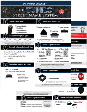 Tupelo Street Name System Easy Order Checklist