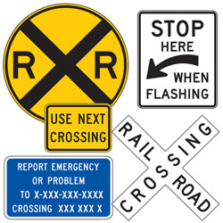 Warning, Regulatory & Guide: Highway Rail Grade Signs