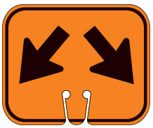 Double Arrow 
Diagonal Out Down Cone Sign