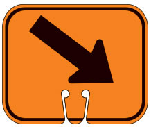 Diagonal Arrow Down Right Cone Sign