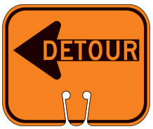 Detour Left Cone Sign