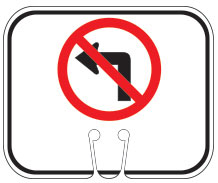 Left Turn Symbol Cone Sign