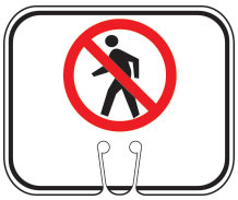 No Pedestrian Symbol Cone Sign