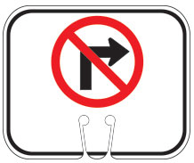 Right Turn Symbol Cone Sign