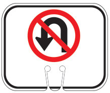 No U-Turn Symbol Cone Sign