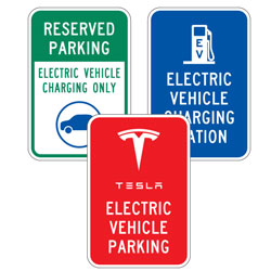 Parking Lot: Low Emitting Charging Stations Signs