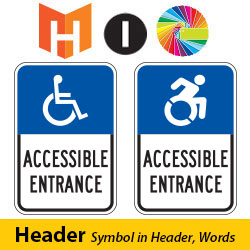 Symbol in Header & Words Disabled Parking Lot Signs