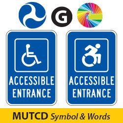 MUTCD Symbol & Words Blue Disabled Parking Lot Signs