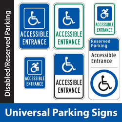 Universal Disabled Reserved ADA Parking Signs