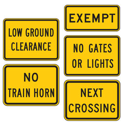 <strong>W10 Series</strong> Warning Plaques for Railroad and Light Rail