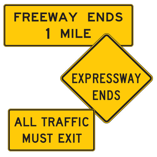 <strong>W19 Series</strong> Freeway or Expressway Ends Warning Signs