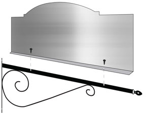 Semi Gloss Powder Painted Universal Sign Arm Bracket with Ornate Scroll & Lemon Drop Finial