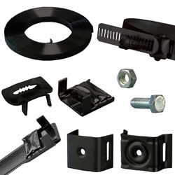 Black Painted Stainless Steel Strapping, Brackets and Tools