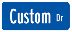 White on Blue Sign