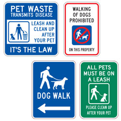 Special Legend: Dog Leash Laws, Walk & Waste Signs