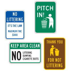 Special Legend: Adopt a Highway, Litter Prohibition & No Dumping Signs
