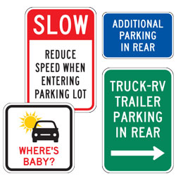 Parking Lot: General Guidance, Safety & Rules Signs