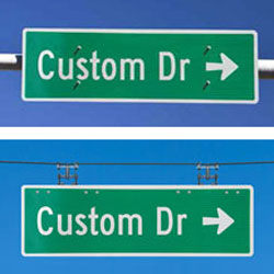 Silver Sign Brackets for Overhead Mounting