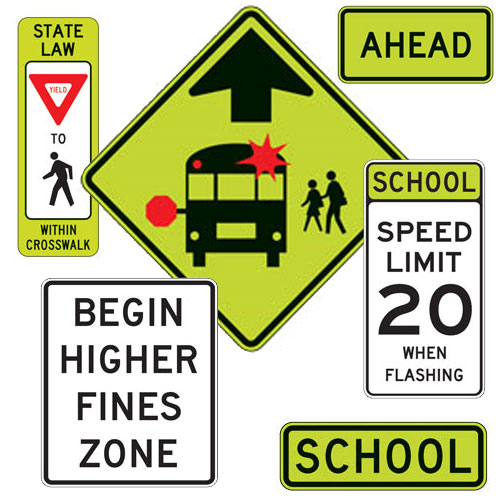 School Zone Warning & Regulatory Signs