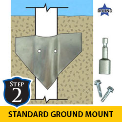 Anchor Plate for  3 OD Round Post | Clarksdale System | Standard Ground Mount