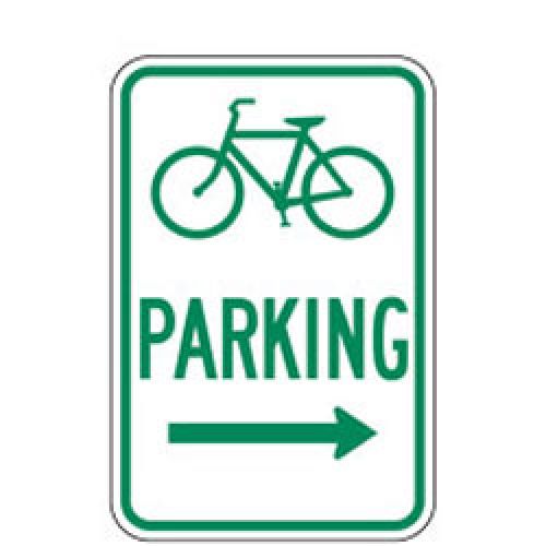 Bike Parking with Arrow Sign for Bicycle Facilities