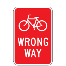Bike Wrong Way Sign