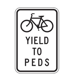 Bike Yield to Pedestrians Sign for Bicycle Facilities