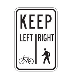 Bikes Keep Left | Peds Keep Right Sign for Bicycle Facilities