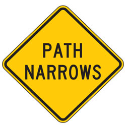 Path Narrows Warning Signs