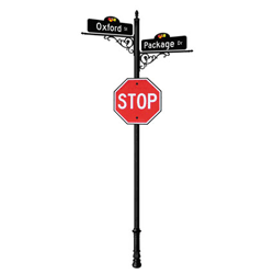 Oxford | Standard Mount | 4 Way Intersection with 30" Blades & Stop Sign Package