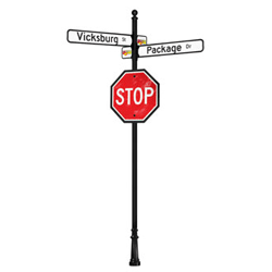 Vicksburg | Standard Mount | 4 Way Intersection with 6" x 36" Blades & Stop Sign Package