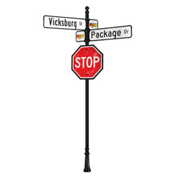 Vicksburg | Special Mount | 4 Way Intersection with 9 x 36 Blades & Stop Sign Package