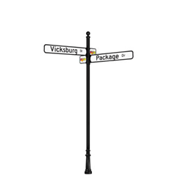 Vicksburg | Standard Mount | 4 Way Intersection with 6" x 36" Street Name Blades Package