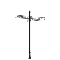 Vicksburg | Standard Mount | 4 Way Intersection with 6 x 36 Street Name Blades Package