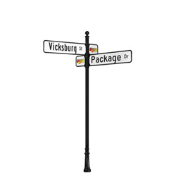 Vicksburg | Standard Mount | 4 Way Intersection with 9" x 36" Street Name Blades Package