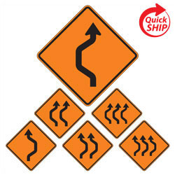Single/Double/Triple Reverse Curve Warning Signs for Temporary Traffic Control