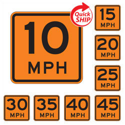 Speed Advisory (Speed) Warning Plaques for Temporary Traffic Control
