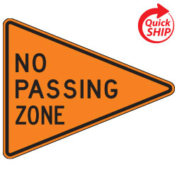 No Passing Zone Warning Signs for Temporary Traffic Control