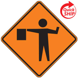 Flagger (Symbol) Warning Signs for Temporary Traffic Control