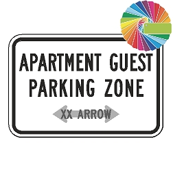 Apartment Guest Parking Zone (Horizontal)(Custom Color/Arrow) Sign