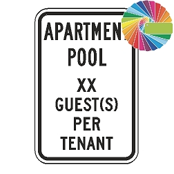 Apartment Pool XX Guest(s) Per Tenant (Custom Color) Sign