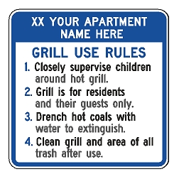(XX Custom Apartment Name) Grill Use Rules Sign
