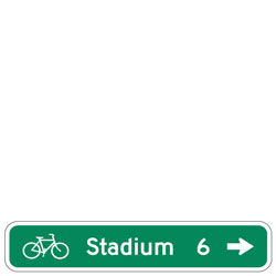 1 Line | Bicycle Route (with Distance, Bicycle Symbol & Directional Arrow) Guide Signs