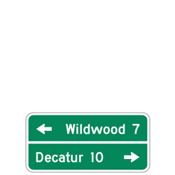 2 Lines | Bicycle Route (with Distance & Directional Arrows) Guide Signs