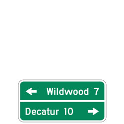 2 Lines | Bicycle Route (with Distance & Directional Arrows) Guide Signs