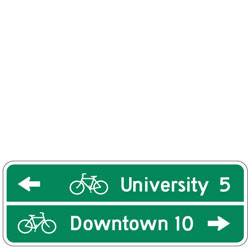 2 Lines | Bicycle Route (with Distance, Bicycle Symbol & Directional Arrows) Guide Signs
