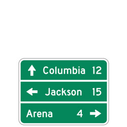 3 Lines | Bicycle Route (with Distance & Directional Arrows) Guide Signs